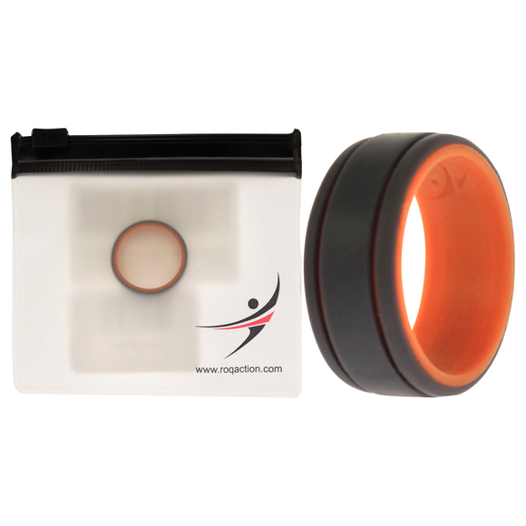 Silicone Wedding 2Layer Lines Ring - Orang-Grey by ROQ for Men - 8 mm Ring - Picture 1 of 2